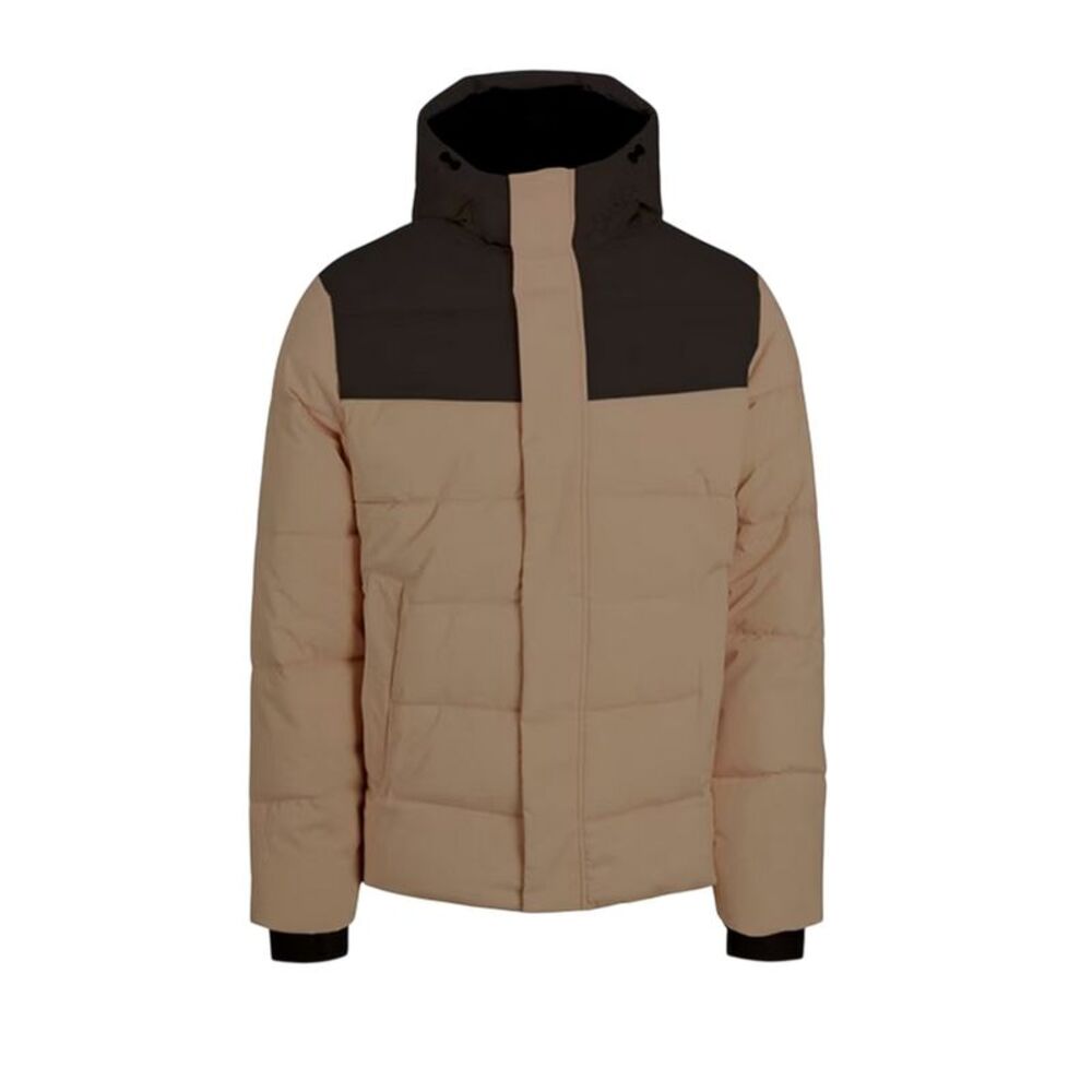Jack And Jones Mens Colour Block Ribbed  Puffer Jacket / Crockery